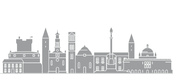 Skyline Zagreb - Kroatië - grijs met transparante achtergrond - 600 x 257 pixels